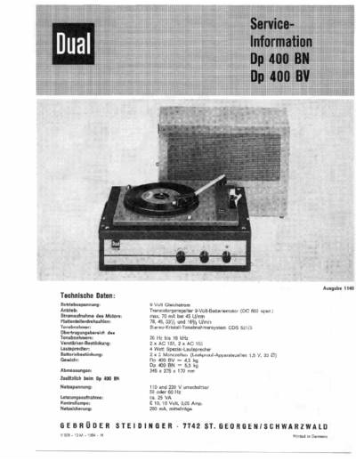 Dual-DP-400-BV-Service-Manual