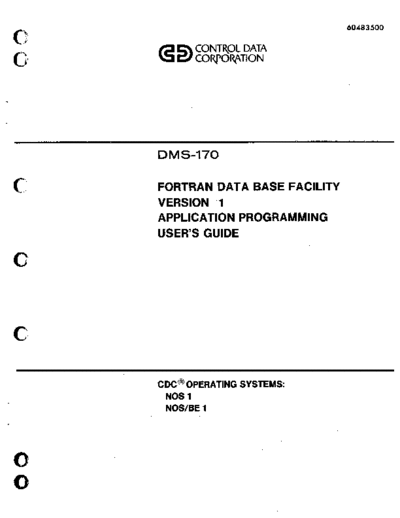 60483500A_DBMS-170_Fortran_Data_Base_Facility_Version_1_Application_Programming_Users_Guide_Mar81