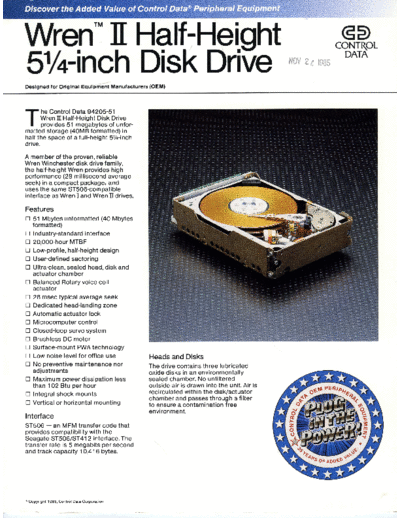 CDC_Wren_II_HH_Brochure_Nov85
