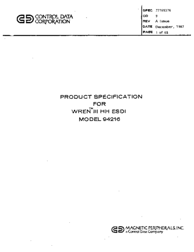 77765276A_94316_Wren_III_Half-Height_ESDI_Product_Specification_Dec87