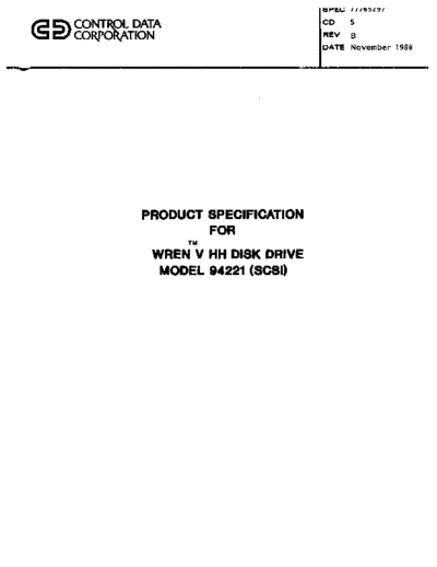 77765297B_94221_Wren_V_Half-Height_SCSI_Product_Specification_Nov88
