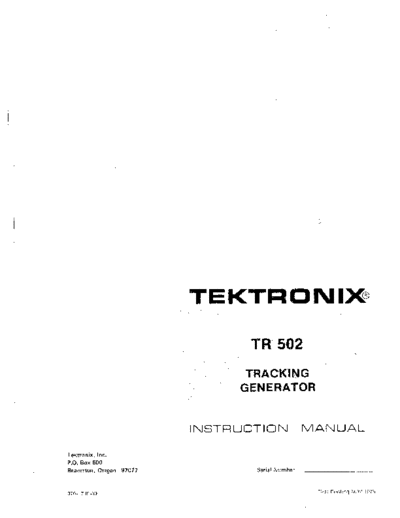 TEK TR 502 Instruction