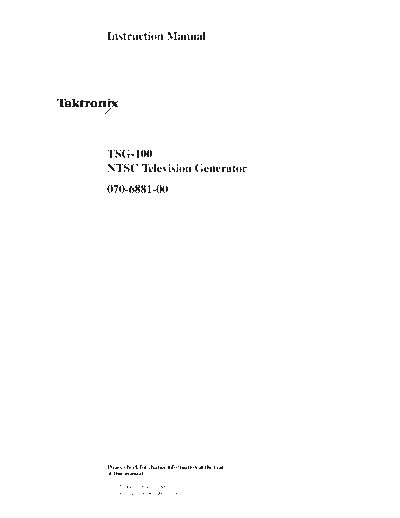 Tek TSG 100 User & Service