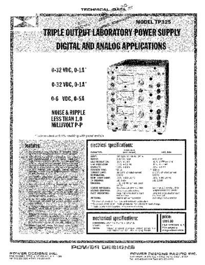 POWER DESIGNS TP325 Technical Data
