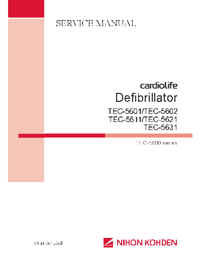 Nihon Kohden TEC-5600 Defibrillator - Service manual