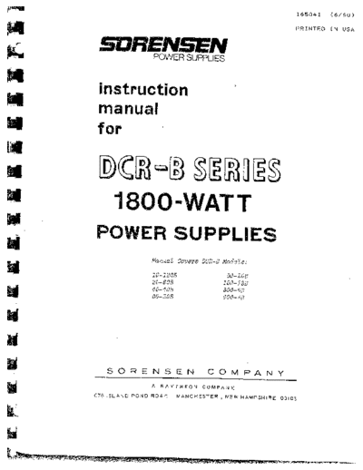 SORENSEN DCR-B Series 1800-Watt Instruction