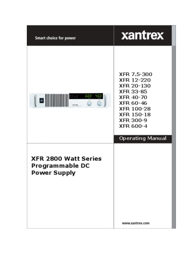 XANTREX  XFR 2800 Watt Series Operating