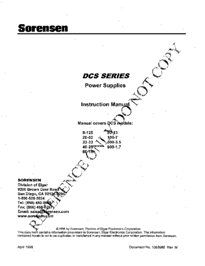 SORENSEN DCS Series Instruction
