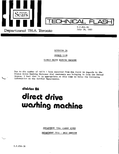 26-26 Sears Kenmore Direct Drive Washer