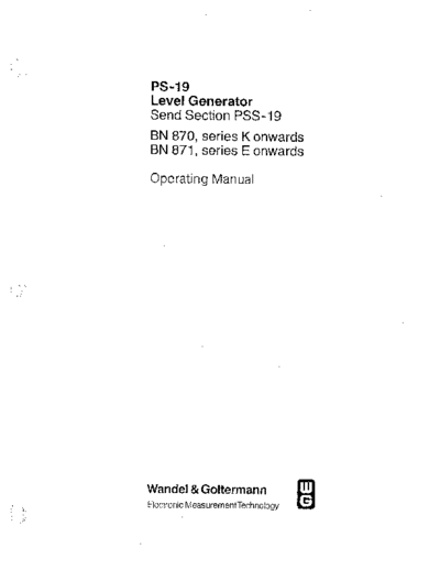 W&G PS19 Operating