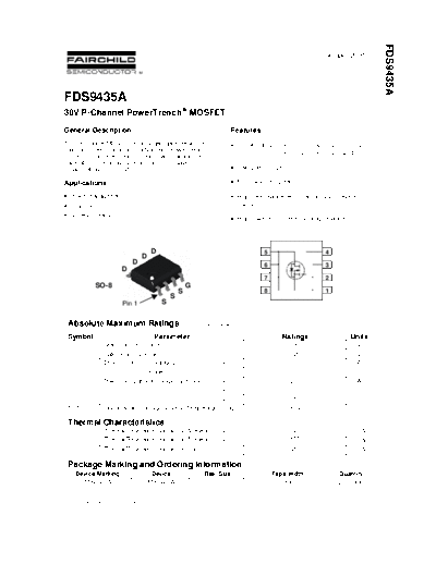 FDS9435A - Single P-Channel Enhancement Mode Field Effect Transistor