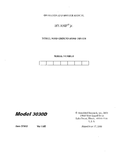 Associated Research 3030D Operation & Service