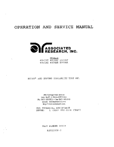 Associated Research 4040AT, 50AT, 60AT, 40Ax, 50Ax, 60Ax Operating & Service