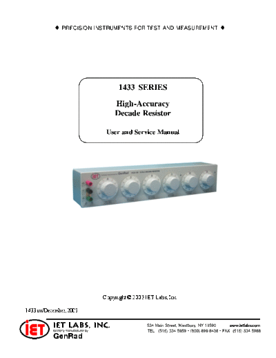 IET 1433 SERIES User & Service