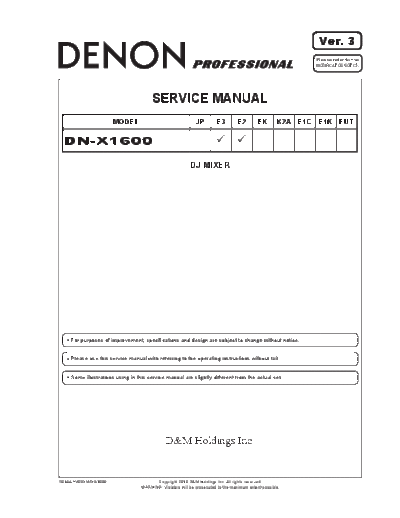 Denon DN-X1600 Ver3 Service