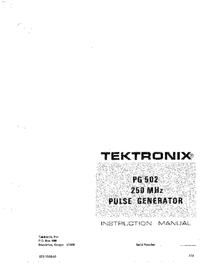 TEK PG502 Ops Manual