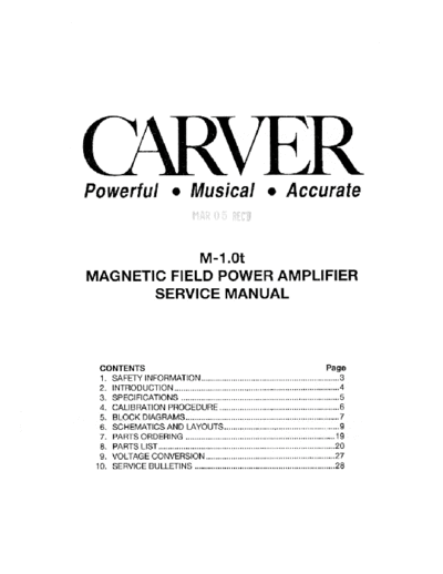 CARVER_M-1.0t_Service_Manual
