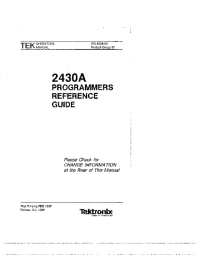 TEK 2430A Programmers Reference Guide