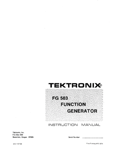 TEK FG503 Instruction