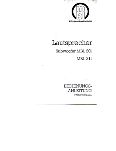 MBL Subwoofer 201  211