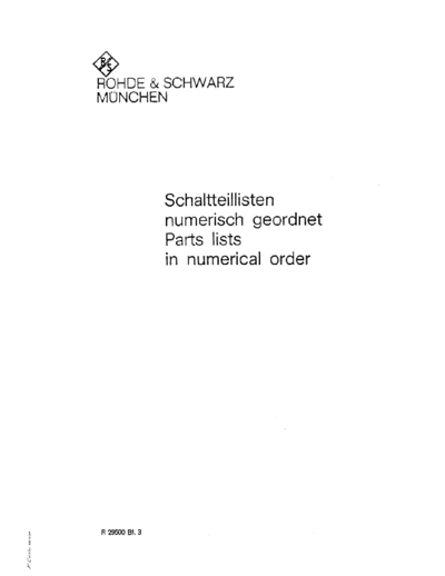 Rohde Schwarz - FAM - Parts List