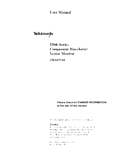 TEK 1760 SERIES USERS MANUAL