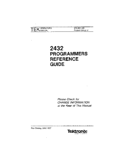 TEK 2432 Programmers Reference Guide