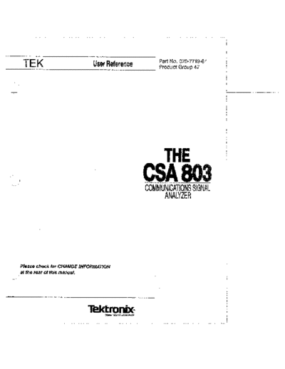 TEK CSA 803 User Reference