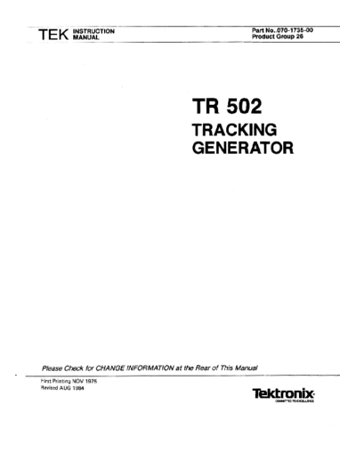 TR502 Tracking Generator 1984