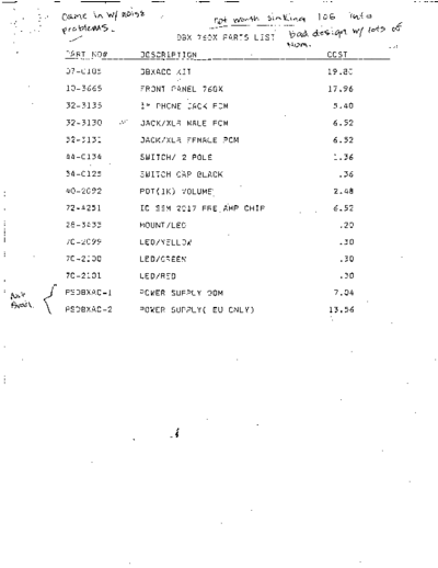 760X Parts List