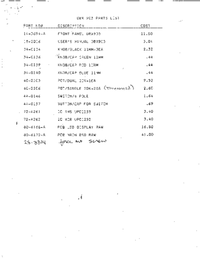 903 Parts List