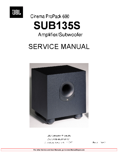 JBL SUB-135 Service Manual