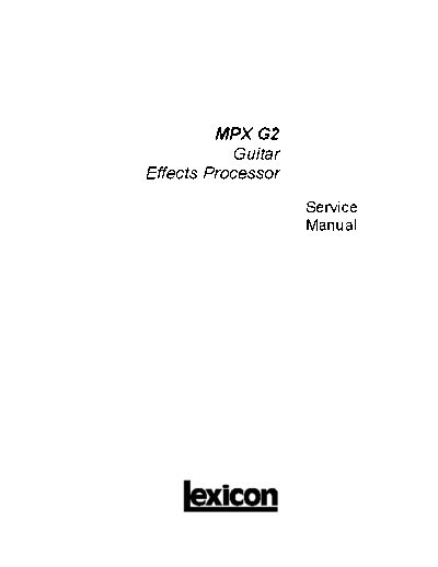 MPXG2 Servicemanual