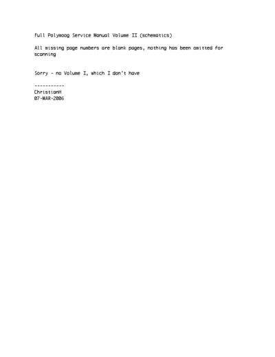 Moog Polymoog Service Manual Volume II