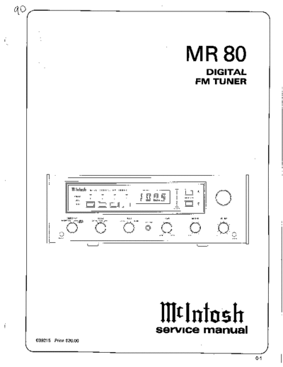 McIntosh MR80 Service Manual