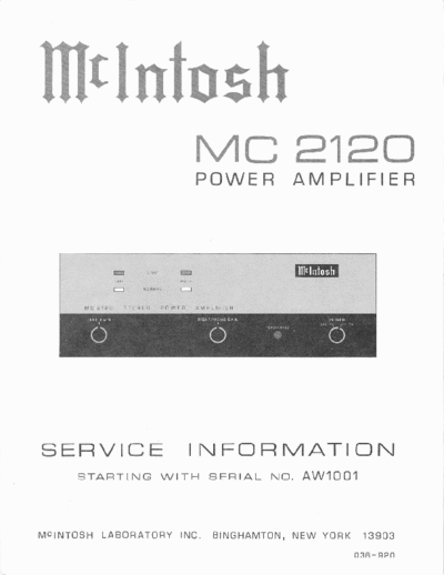 hfe_mcintosh_mc2120_service_info