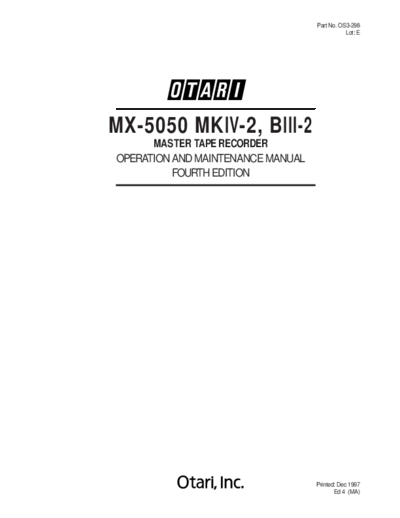 hfe_otari_mx-5050_iv-2_biii-2_op_maintenance__4th_edition_en