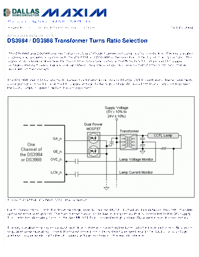 CCFL Transformer Turns Ratio Selection (AN3375)
