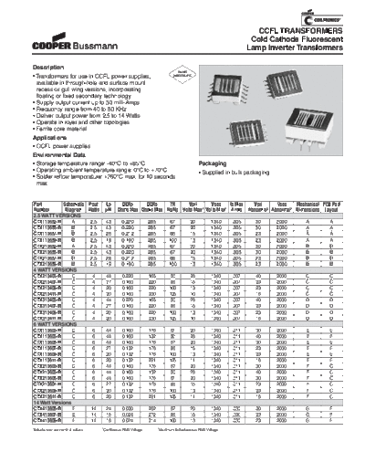 COOPER Bussmann CCFL TRANSFORMERS PM-4303