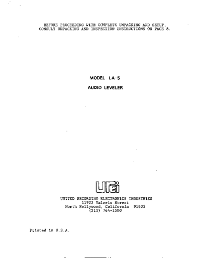 UREI-LA-5 manual
