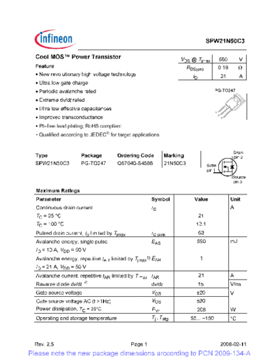 spw21n50c3_rev[1].2.5_pcn