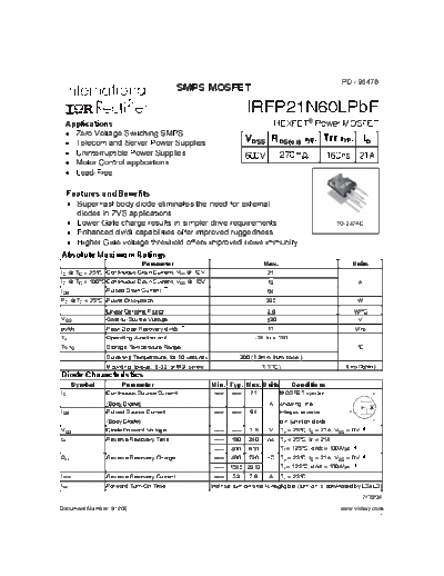 irfp21n60lpbf