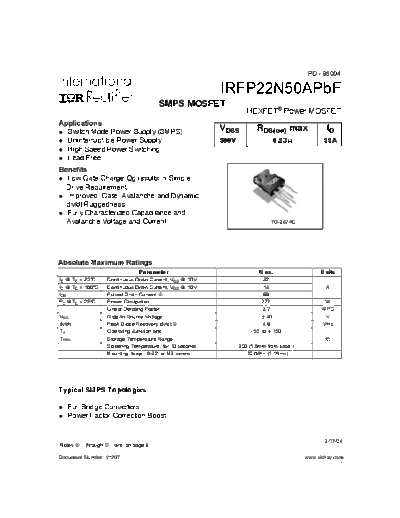 irfp22n50apbf