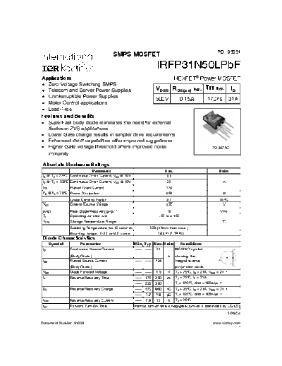 irfp31n50lpbf