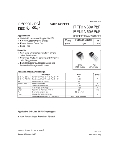 irfr1n60apbf_irfu1n60apbf