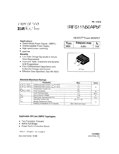 irfs11n50apbf