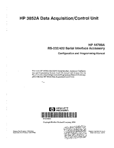 HP 3852A SAME AS HP 44789A Configuration & Programming