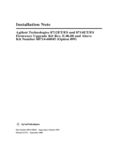 HP 8712ES_252C ET_252C 8714ES_252C ET Firmware Upgrade Installation Note