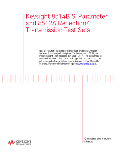 08514-90051 8514B S-Parameter and 8512A Reflection Transmission Test Sets Operating and Service Manual [141]