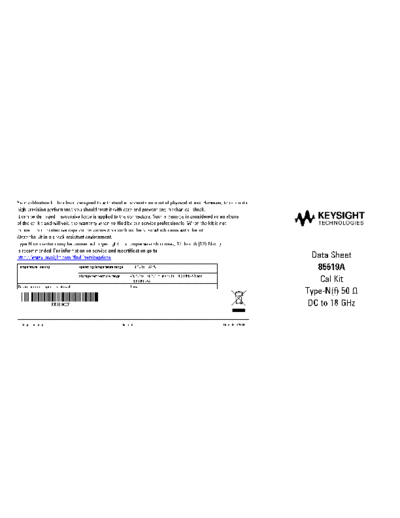 85519A Calibration Kit Data Sheet 85519-90001 c20140603 [2]